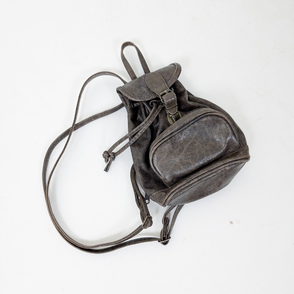 Faux Leather Mini Backpack Pockets Straps Knapsack Pouch Small Rucksack Handbag - Picture 1 of 10